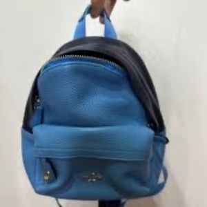 Coach Mini Campus Backpack In Pebble Leather 37680 SV/Asure/Navy